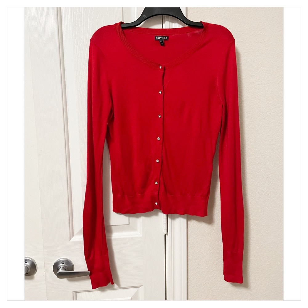 Express Red Long Sleeve Cardigan